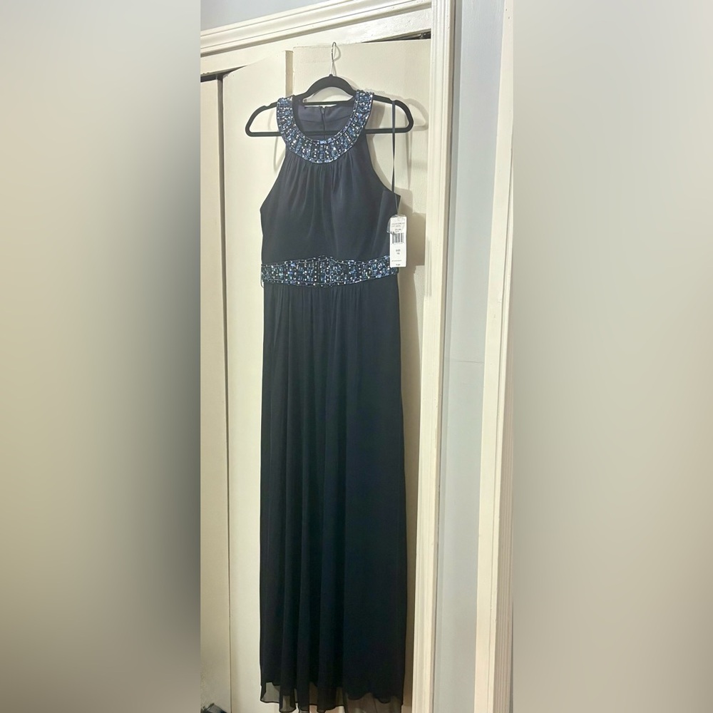 Elegant Navy Blue Beaded Dress - Picture 1 of 11